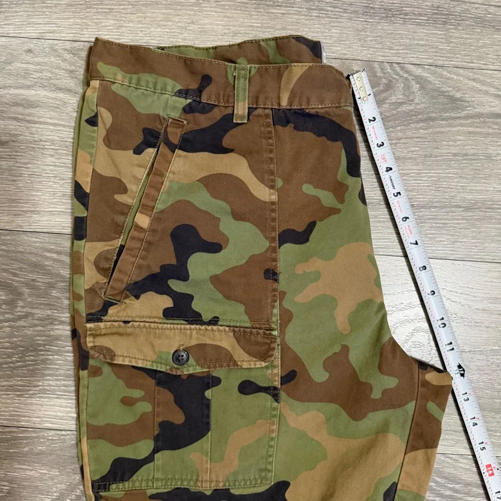 JCP Mens Woodland Camo Cargo Shorts Size 38 Green Brown 100% Cotton Tactical